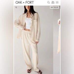 Oak + Fort Oatmeal Knit Set - Oversized Shirt and Elastic Waist Pant in size S